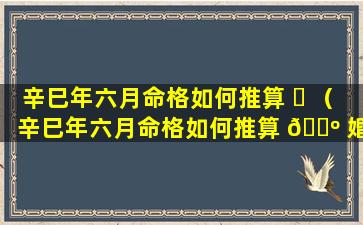 辛巳年六月命格如何推算 ☘ （辛巳年六月命格如何推算 🌺 婚姻）